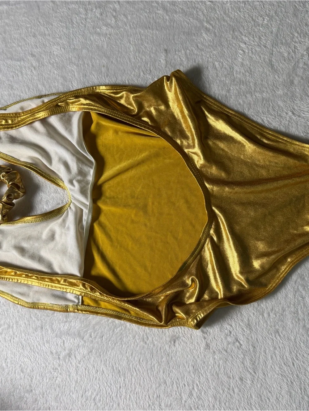Metallic Gold High-Cut One-Piece Swimsuit